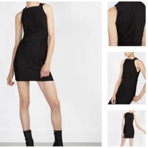 ZARA W&B collection sleeveless black ribbed bodycon mini dress size small